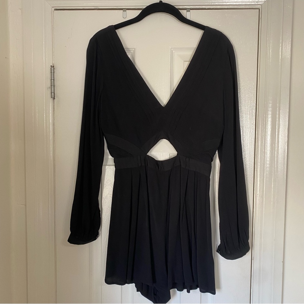 Finders Keepers Black Cutout Crepe Romper